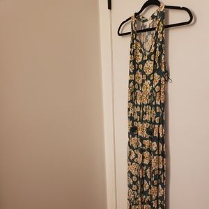 Green with floral design maxi dress
